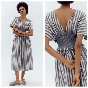 NWT By Anthropologie V-Neck Zip-Front Midi Dress